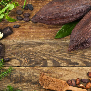 Cocoa. Tropical background.