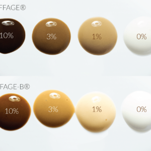 KAFFAGE® Anti-aging oil shown in different color droplets. This oil is upcycled from spent coffee ground byproducts.